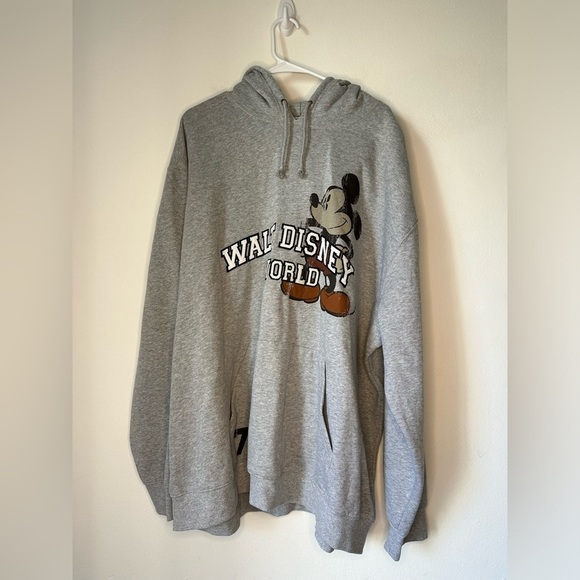Disney Tops - DISNEY Mickey Mouse Hoodie Pullover Pockets Oversized Grey Size XXL